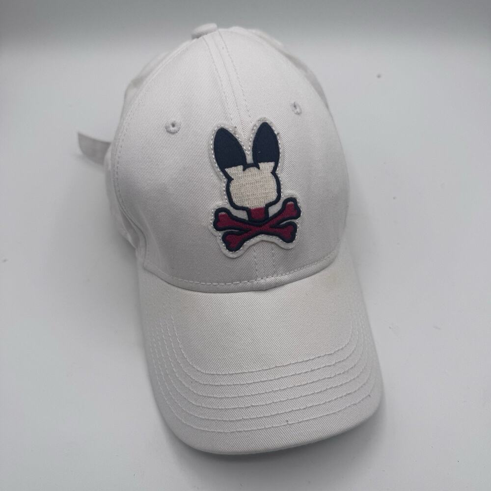 Vintage Psycho Bunny Robert Godley Baseball Cap White Skull Crossbones Hat